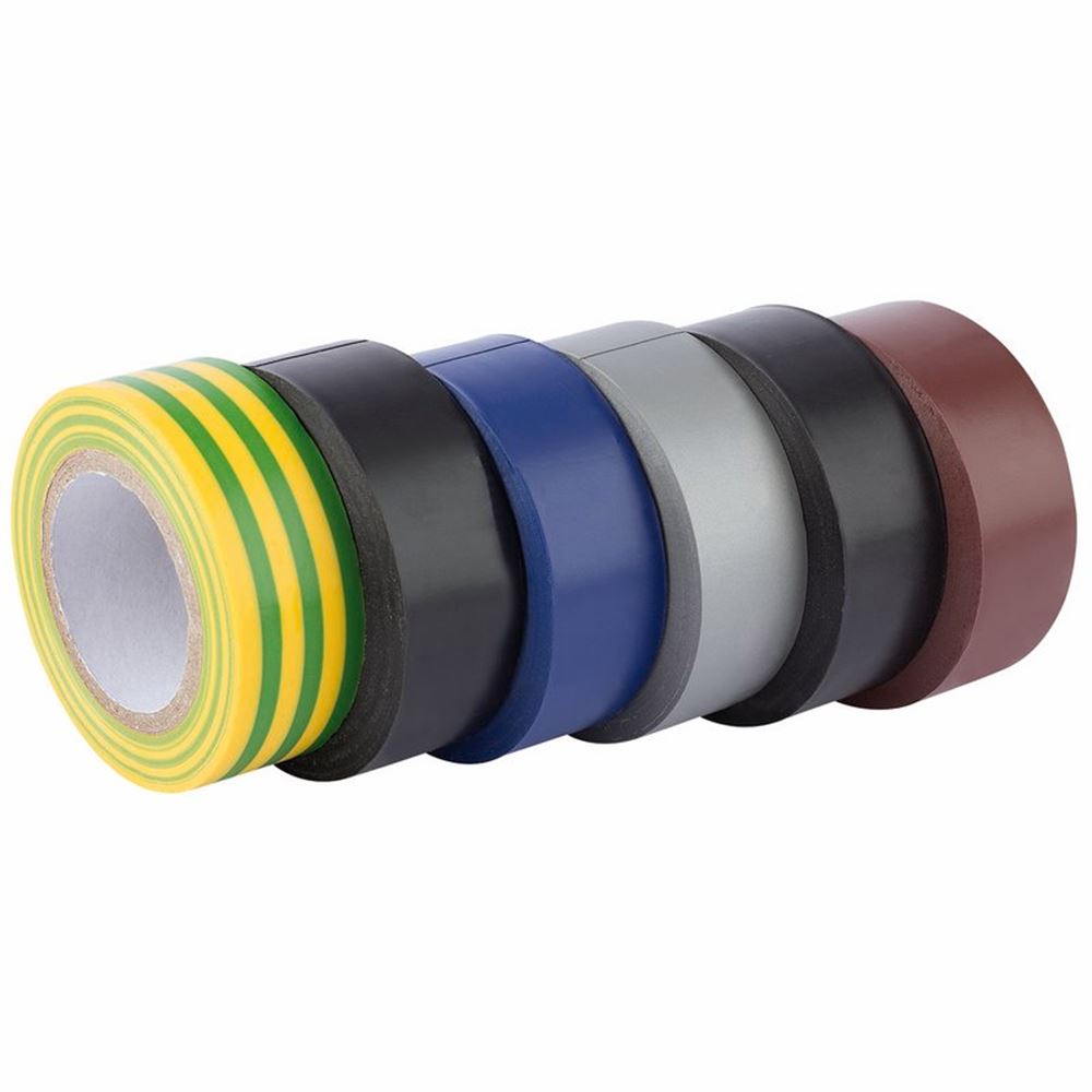 Draper PCK 6 INS/TAPE-MIXED BSEN60454 90086 Insulation Tape, 10m x 19mm, Mixed Colours (Pack of 6)