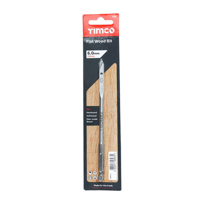 TIMCO Flat Wood Bit 6.0 x 152 Pack 1