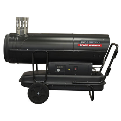 Sealey ABI1700 Space Warmer Indirect Kerosene/Diesel Heater with Wheels 170,000Btu/hr | 170,607Btu/hr(50kW), 230v~50Hz, Thermostat, Wheels