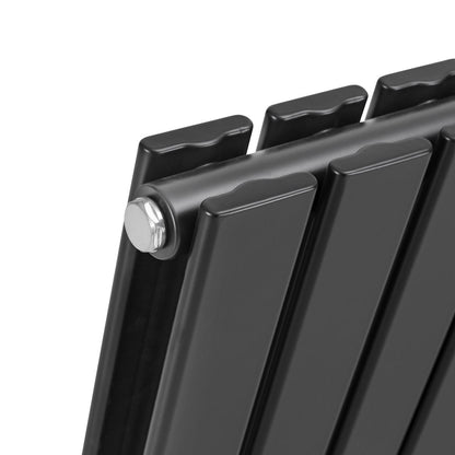 Baridi DH345 Horizontal Radiator Contemporary Double Flat Panel Design 600 x 700mm - Black | Steel | Horizontal flat panel design delivers a BTU