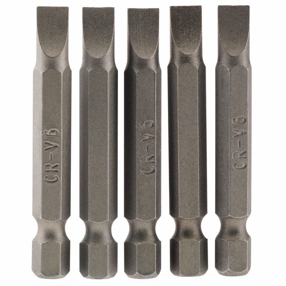 Draper 5PC 50MM 6.0MM P.SLOT.S/D BIT 64273 1/4" Hex. Plain Slot E Shank Insert Bits