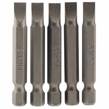 Draper 5PC 50MM 6.0MM P.SLOT.S/D BIT 64273 1/4" Hex. Plain Slot E Shank Insert Bits
