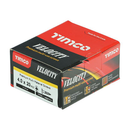 TIMCO Velocity Screw PZ2 CSK ZYP 4.0 x 20 Gold Pack 200