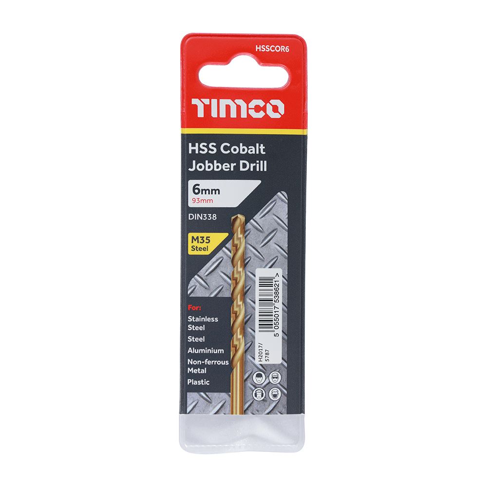TIMCO HSS-CO Jobber Drill Bit Cobalt 6.0mm Pack 1