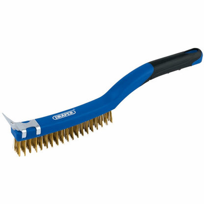 17181 Draper Brass Wire Scratch Brush with Scraper, 350mm WBSC14BR Wire Brushes Professional Trade DIY Workshop Garage Use