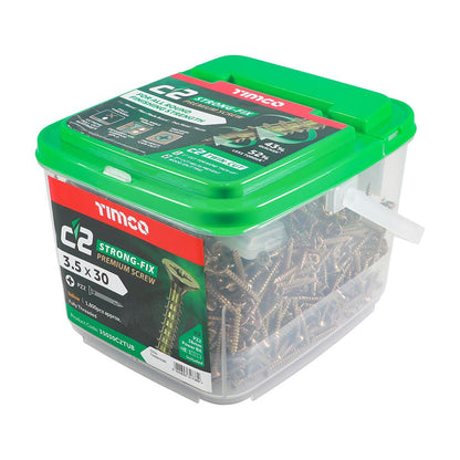 TIMCO C2 Strong-Fix PZ2 CSK ZYP 3.5 x 30 Gold Pack 1800