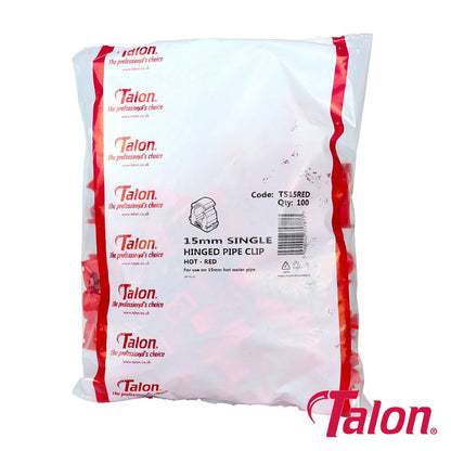 TIMCO Single Hinged ID Clip - Red 15mm Red Pack 100