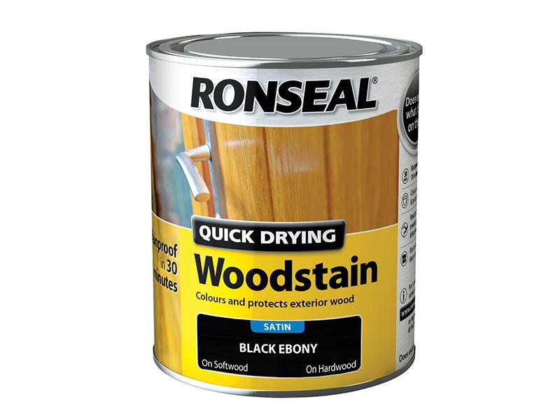Ronseal 36952 Quick Drying Woodstain Satin Ebony 750ml
