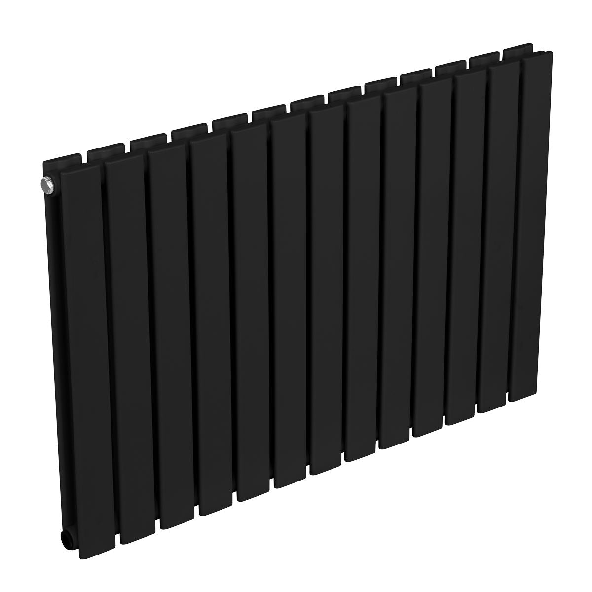 Baridi DH346 Horizontal Radiator Contemporary Double Flat Panel Design 600 x 910mm - Black | Steel | Horizontal flat panel design delivers a BTU