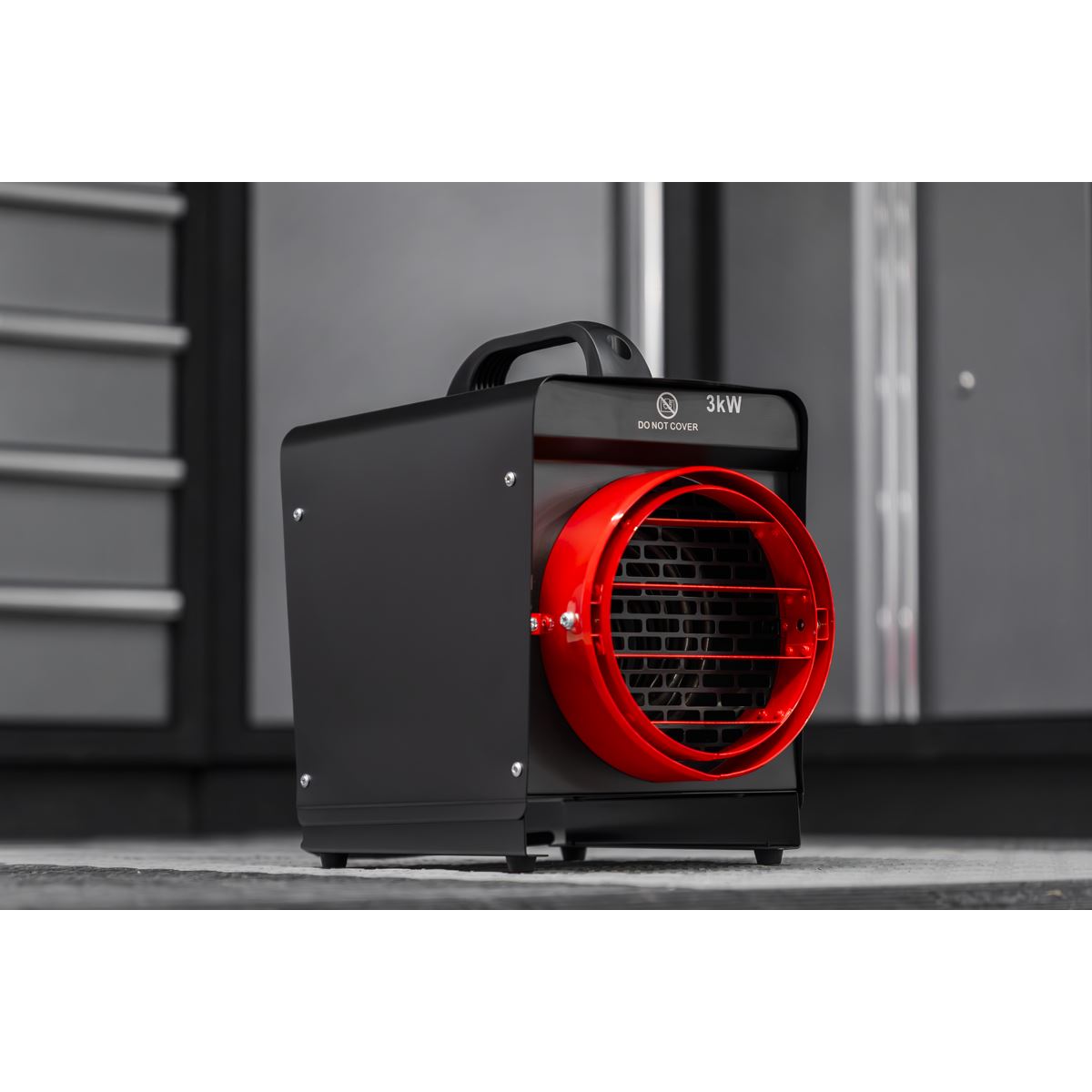 Sealey DEH3001 Industrial Fan Heater with Ducting 3kW/230V | 1500/3000W, 230V - 16A, Thermostat, Tip-Over Switch, Adjustable