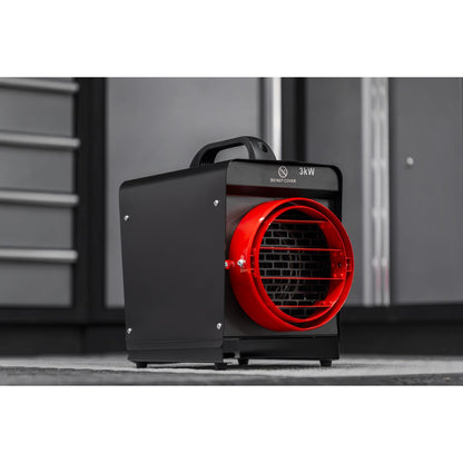 Sealey DEH3001 Industrial Fan Heater with Ducting 3kW/230V | 1500/3000W, 230V - 16A, Thermostat, Tip-Over Switch, Adjustable