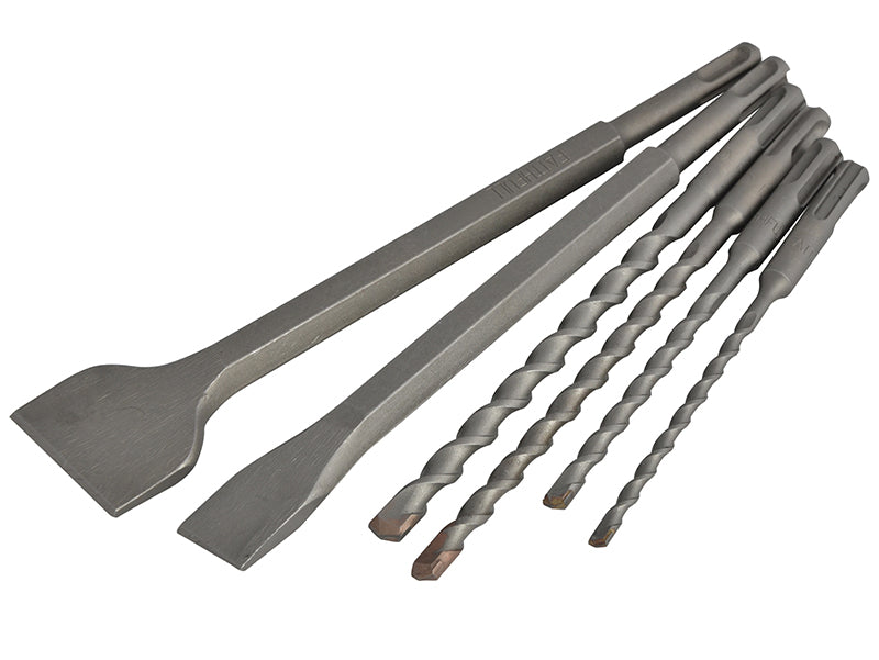 Faithfull  SDS Plus Chisel & Drill Bit Set, 6 Piece
