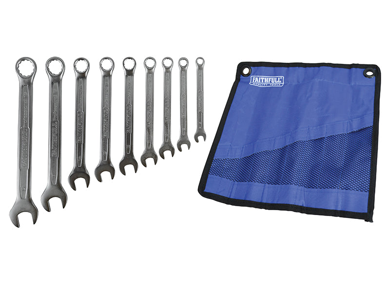 Faithfull  Combination Spanner Set with Roll, 9 Piece