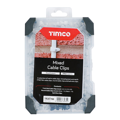 TIMCO Cable Clips Mixed Tray - 290pcs Tray OF 1 - TRAY780