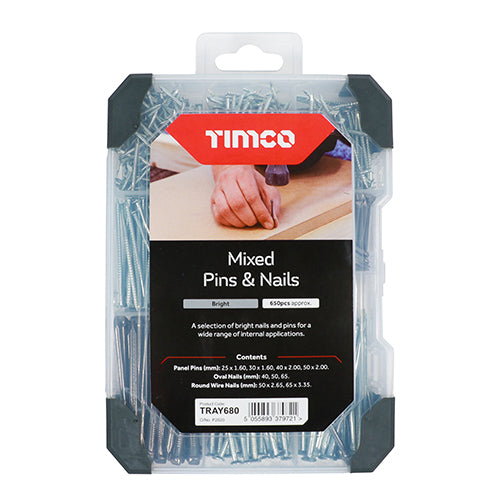 TIMCO Pins & Nails Mixed Tray
 - 495pcs Tray OF 1 - TRAY680