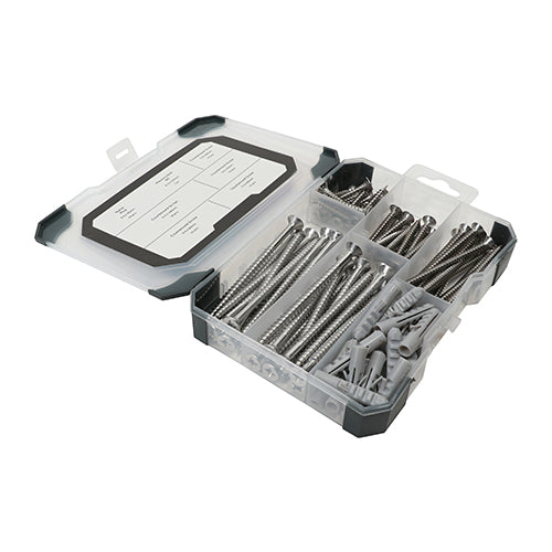 TIMCO Screws, Plug & Drill Bit A2 Stainless Steel Mixed Tray - 91pcs Tray OF 1 - TRAY340