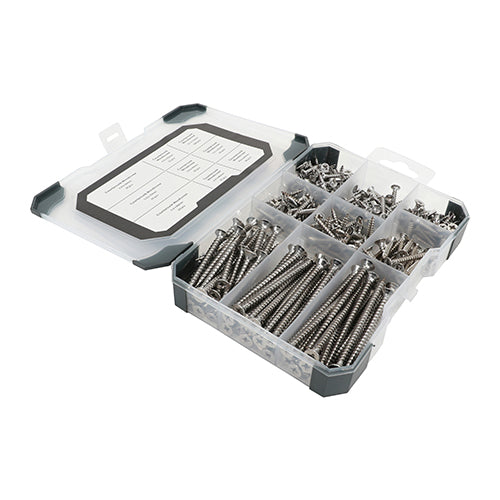 TIMCO Countersunk A2 Stainless Steel Woodscrews Mixed Tray - 340pcs Tray OF 1 - TRAY380