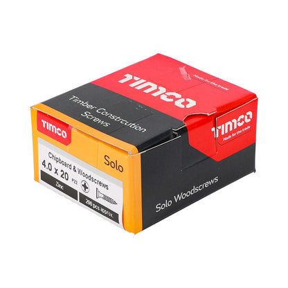 TIMCO Solo Woodscrew PZ2 CSK Zinc 4.0 x 20 Silver Pack 200