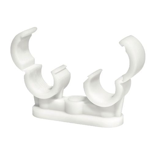 TIMCO Quick Lock Pipe Clip - Double 22mm White Pack 50