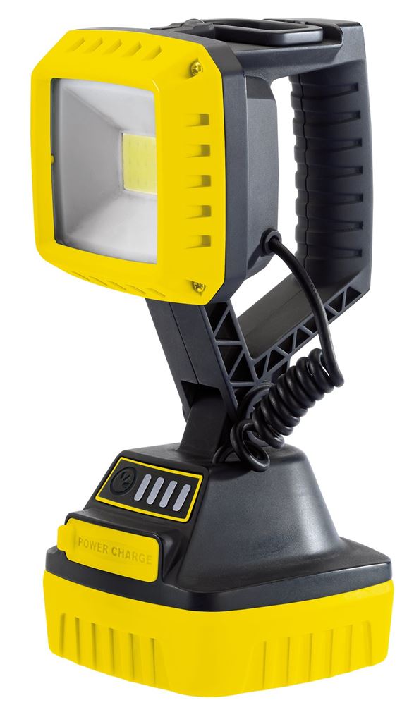 90049 Draper COB LED Rechargeable Work Light, 10W, 1,000 Lumens, Yellow, 2 x 2.2Ah Bat Rechargeables Professional Trade DIY Workshop Garage Use