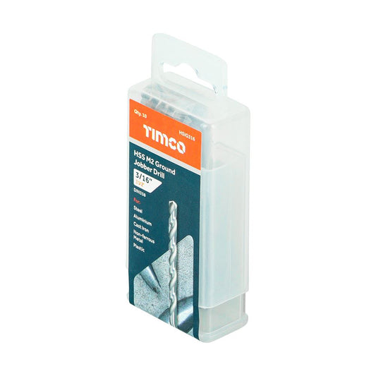 TIMCO HSS-G Jobber Drill Bit M2 3/16" Pack 10