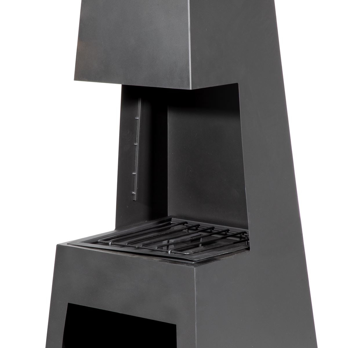 Dellonda DG107 Outdoor Chiminea Fireplace Fire Pit Heater Firewood Storage Black Steel | Stylish chiminea is perfect for relaxing outdoors with family