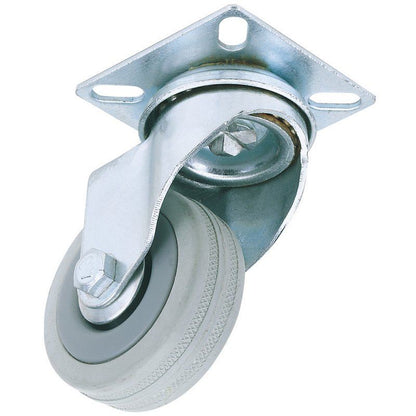 Draper RUBBER CASTOR PLATE-100MM DIA 65478 Rubber Wheeled Swivel Plate Castors