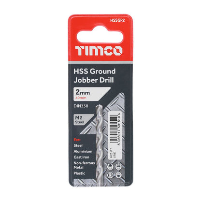 TIMCO HSS-G Jobber Drill Bit M2 2.0mm Pack 1