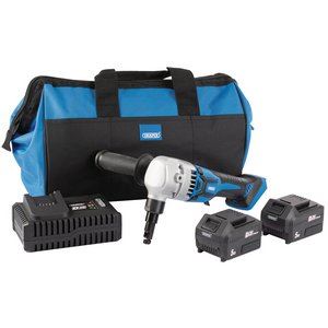 Draper NIBBLER 20V 2X5AH 99732 D20 20V Brushless Nibbler Kit (+2 x 5Ah Batteries, Charger and Bag)