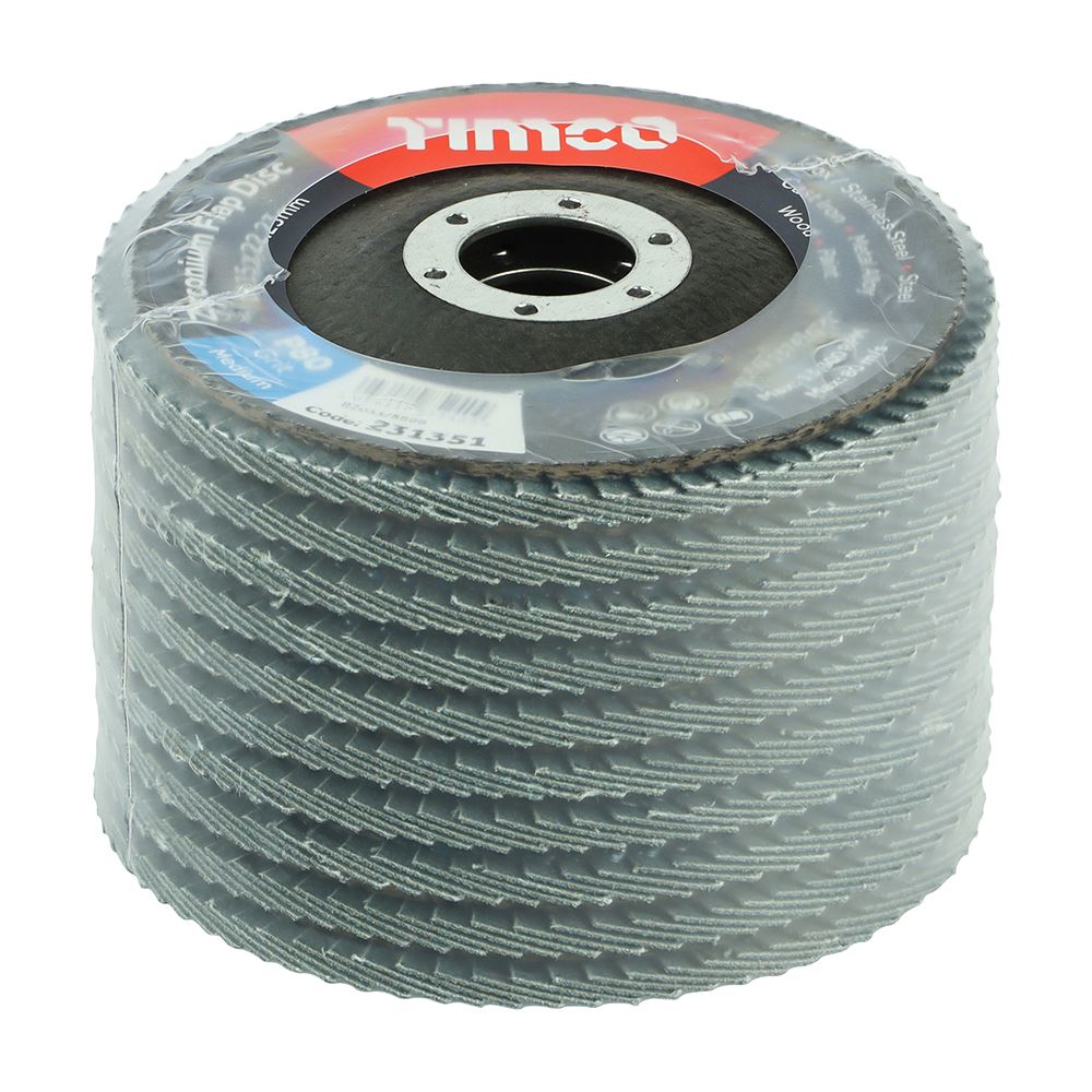TIMCO Zirconium Flap Disc P80 Set 115 x 22.23 Pack 10