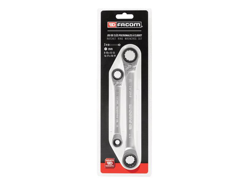 Facom 64C.J2PB Quatro Ratcheting Spanner Set, 2 Piece