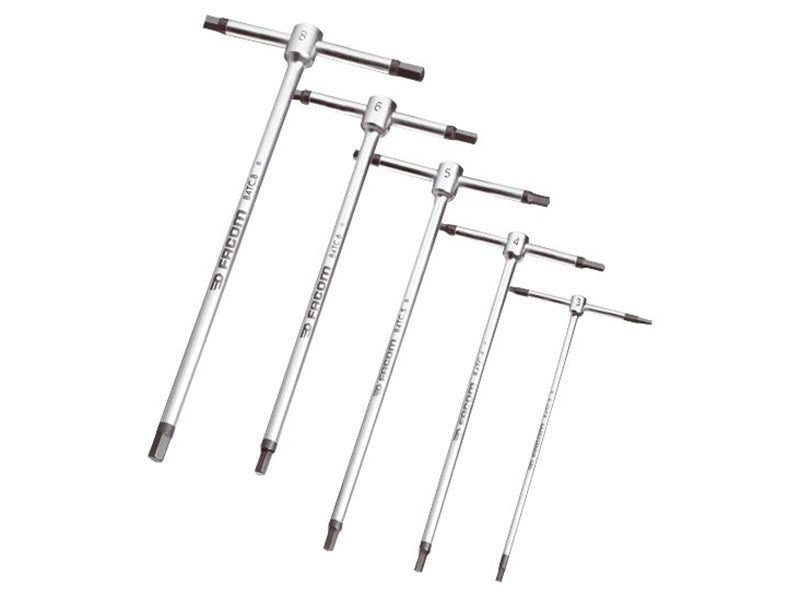 Facom 84TC.JE5 T-Handle Hexagon Key Set, 5 Piece (3-8mm)