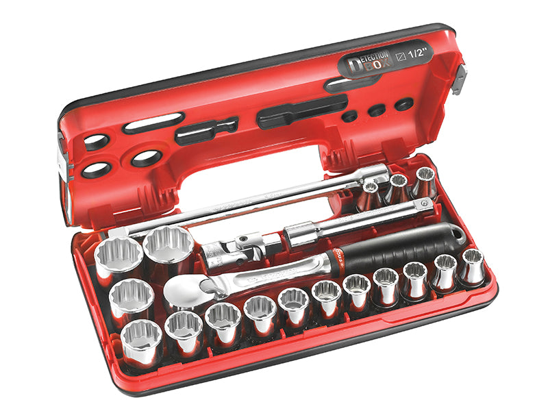 Facom SL.DBOX112 SL.DBOX112 Socket Set of 21 BiHex Metric 1/2in Drive