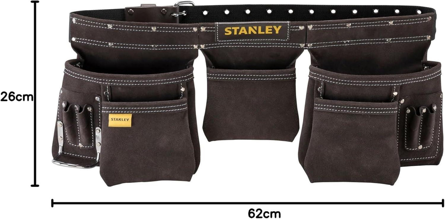 Stanley Leather Tool Apron Heavy Duty Carpenter Work Belt Multi Pocket 80113