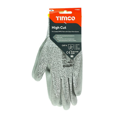 TIMCO High Cut C Glove PU HPPE Fibre Medium Pack 1