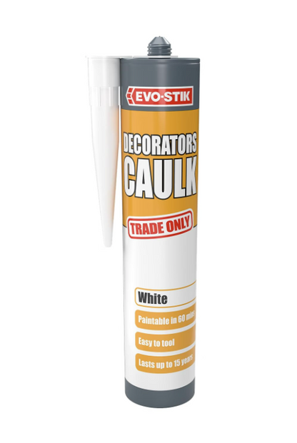 EVO-STIK Decorators Caulk White 280ml Flexible Fast Dry Paintable Gap & Crack Filler for Skirting Boards Windows Doors