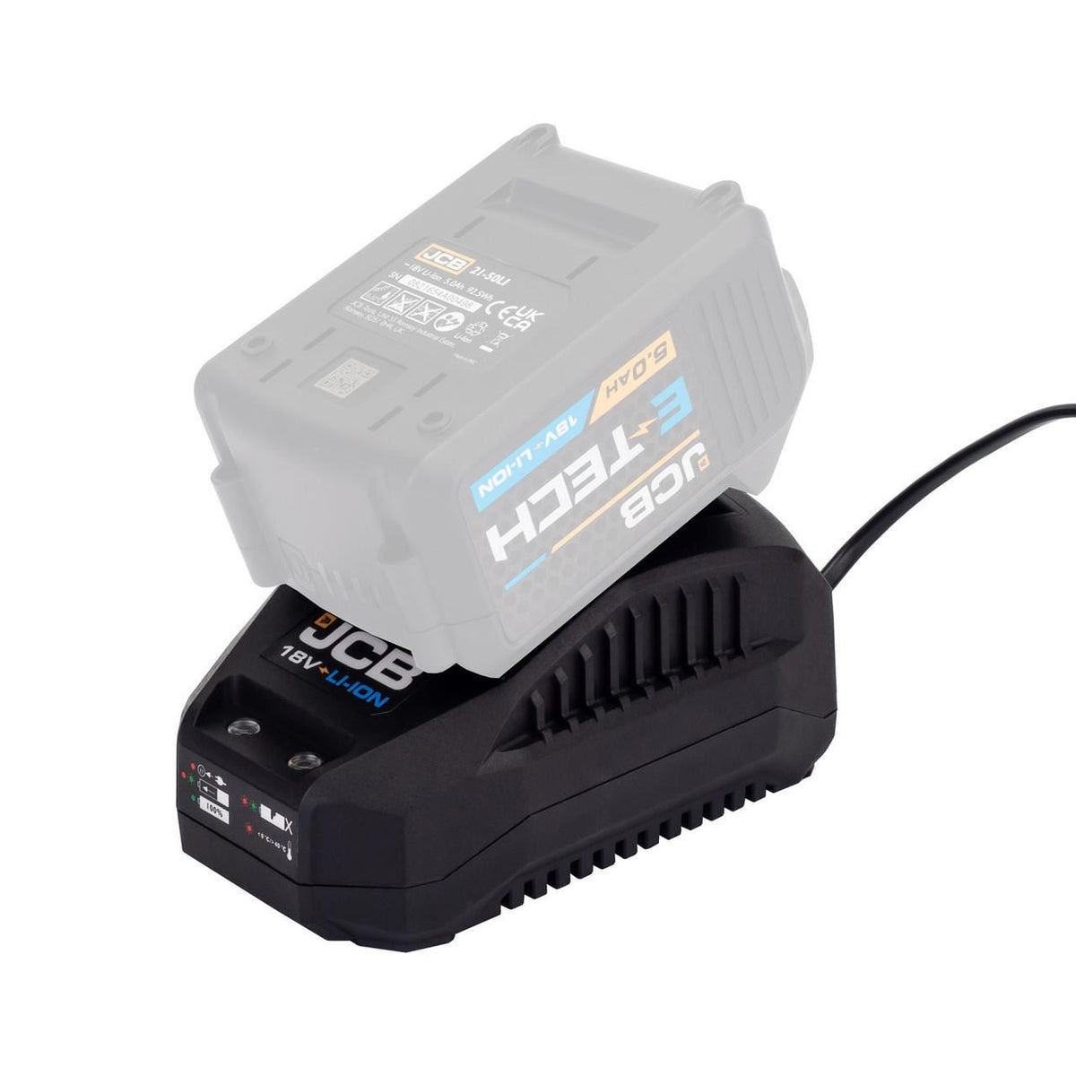 JCB 21-18VFC Battery Charger 2.4A Fast Charger 2-5Ah Li-Ion E-Tech Power Tool Charger