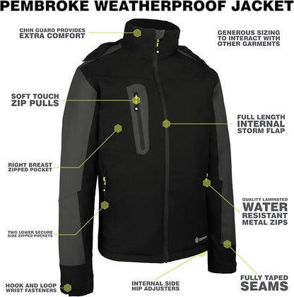 Beeswift Pembroke Padded Rain Jacket Black Grey EN343 Water Resistant Workwear Sizes S-5XL