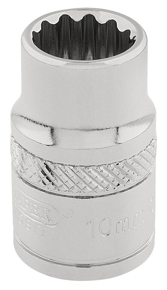 32770 Draper Expert Expert HI-TORQ 12 Point Socket, 3/8 Sq. Dr., 10mm D-MM/B 3/8 Sockets Professional Trade DIY Workshop Garage Use
