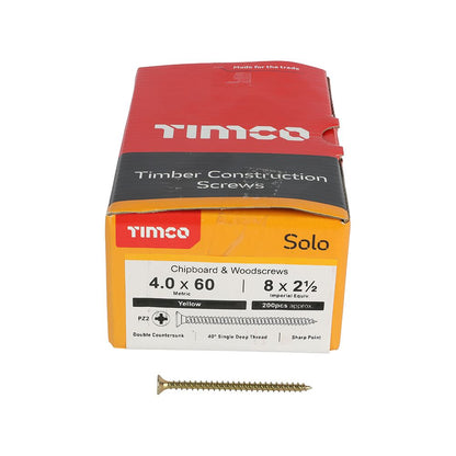TIMCO Solo Woodscrew PZ2 CSK ZYP 4.0 x 60 Gold Pack 200