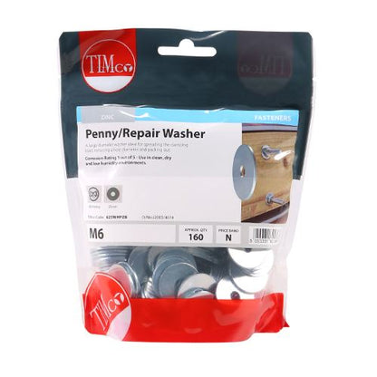 TIMCO Penny Washer DIN 9054 - BZP M6 x 25 Silver Pack 160