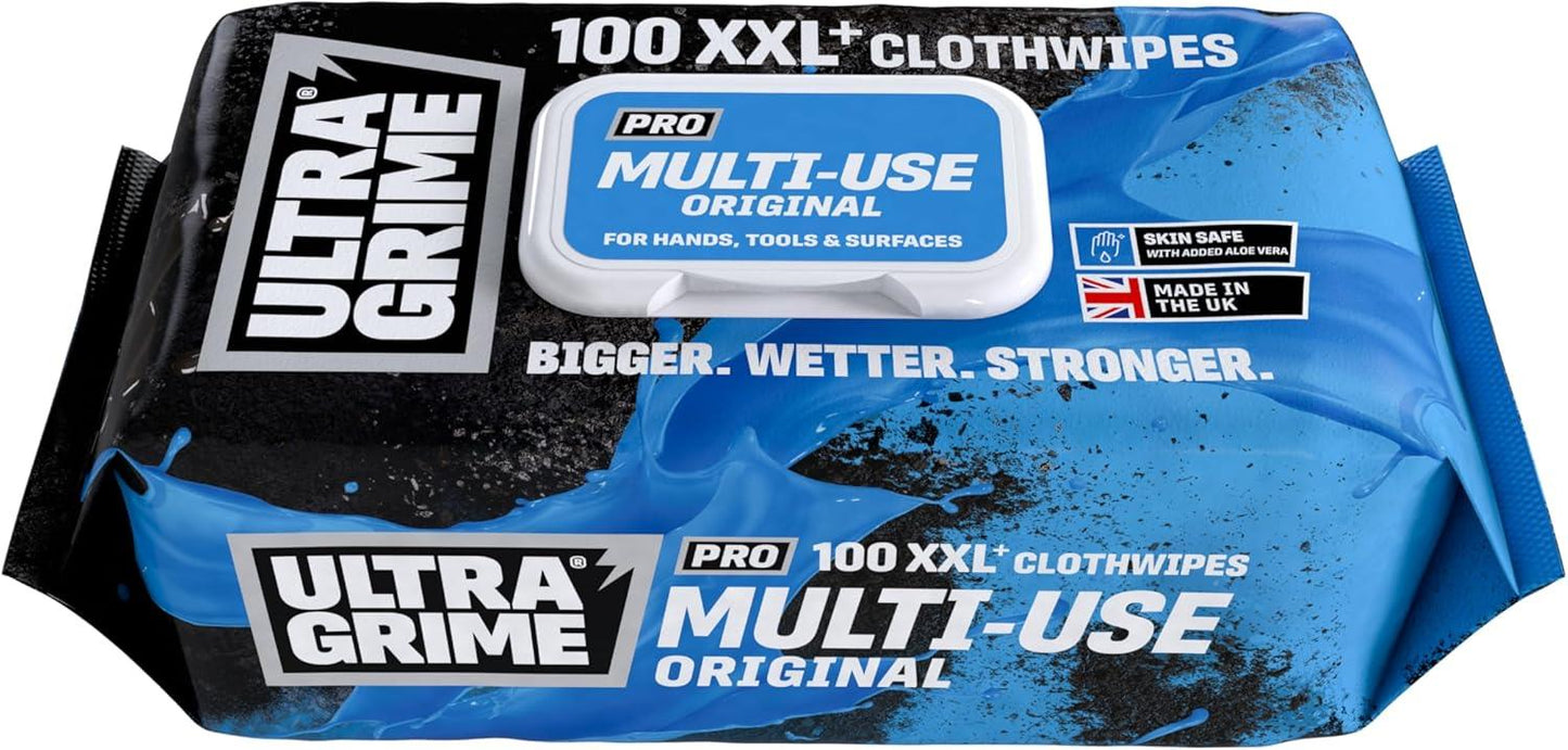 UltraGrime PRO Multiuse Wet Wipes XXL 100 Pack Heavy Duty Cleaning Wipes