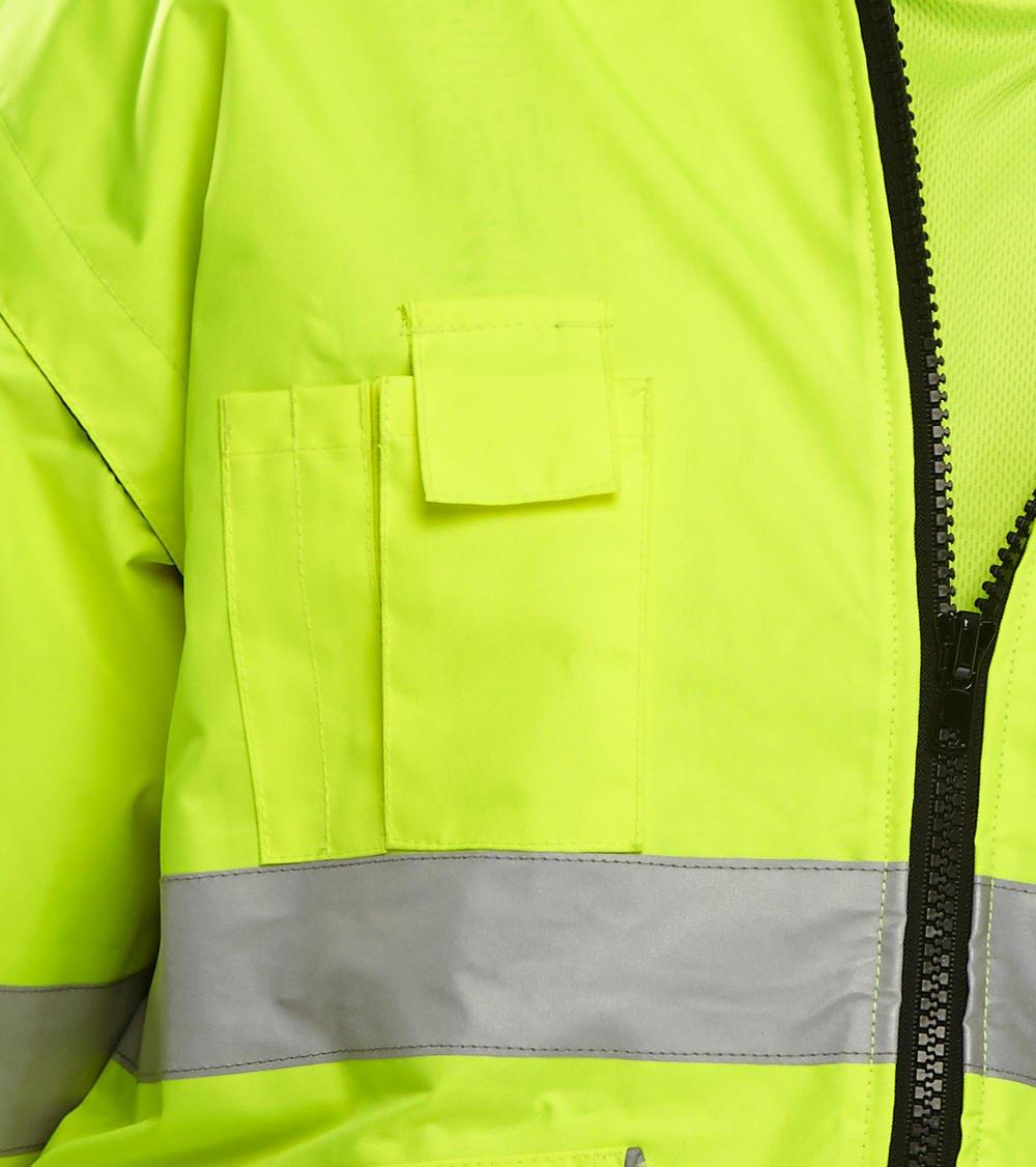 Beeswift Europa Two Tone Hi Vis Bomber Jacket Sizes S to 6XL with Removable Sleeves Detachable Fleece Liner Hood and Reflective Tape