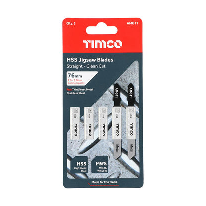 TIMCO Jigsaw Blade for Metal T118A Pack 5