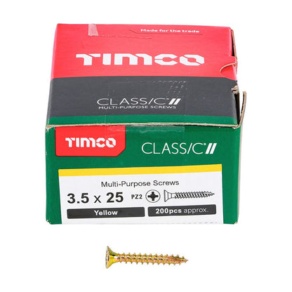 TIMCO Classic Screw PZ2 CSK ZYP 3.5 x 25 Gold Pack 200