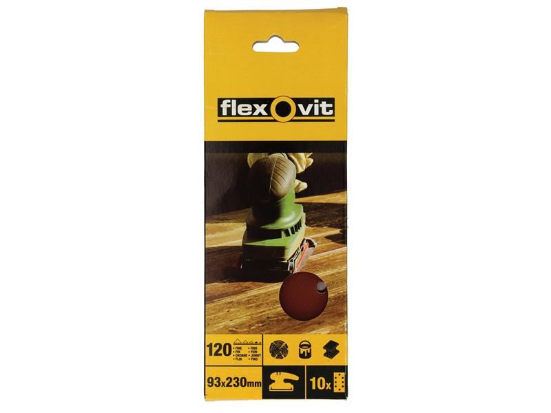Flexovit 63642526337 1/3 Sanding Sheets Perforated Coarse 50 Grit (Pack 10)