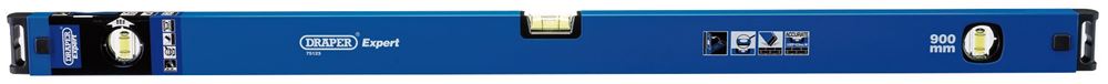 75123 Draper Box Section Level with Magnified Vial and Side View Vial, 900mm - Discont Spirit Levels Professional Trade DIY Workshop Garage Use