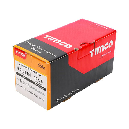 TIMCO Solo Woodscrew PZ3 CSK ZYP 6.0 x 150 Gold Pack 100