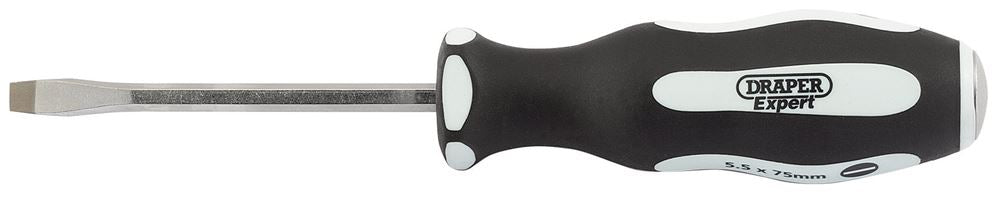 Draper 75X5.5MM PLAIN P/THRU S/DRIVER 35176 Pound Thru' Plain Slot Soft Grip Screwdrivers