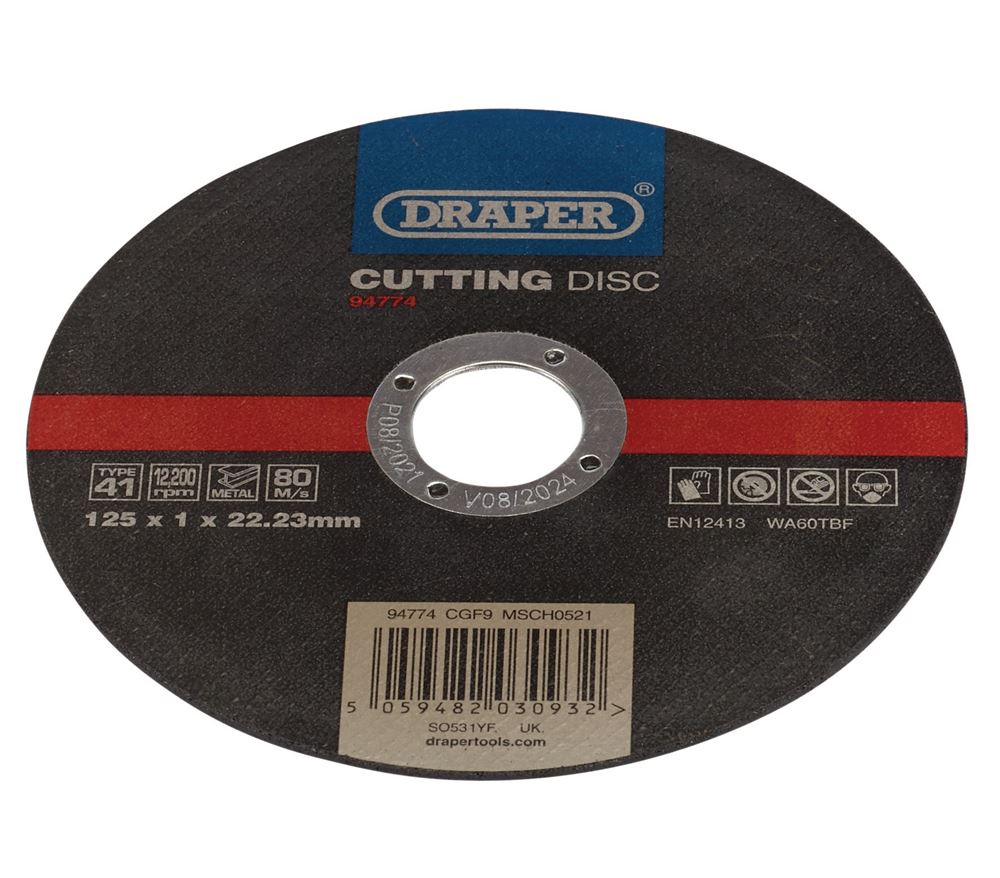 94774 Draper Metal Cutting Disc, 125 x 1 x 22.23mm CGF9 Cutting Wheels Professional Trade DIY Workshop Garage Use